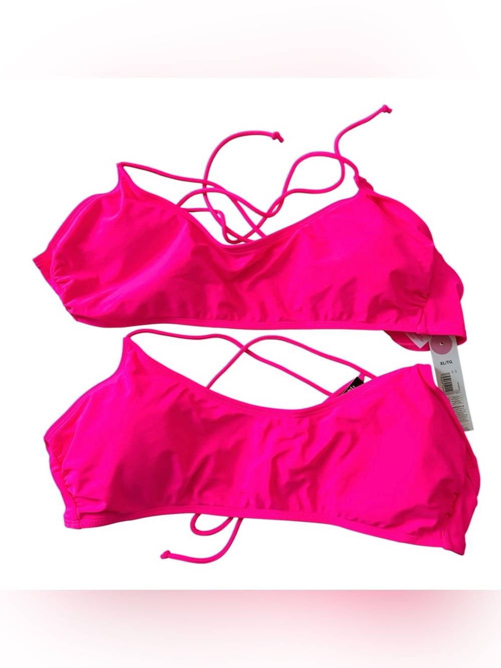 NOBO Bralette Bikini Top Lot of 2 NWT Hot Pink Strappy Cross Back